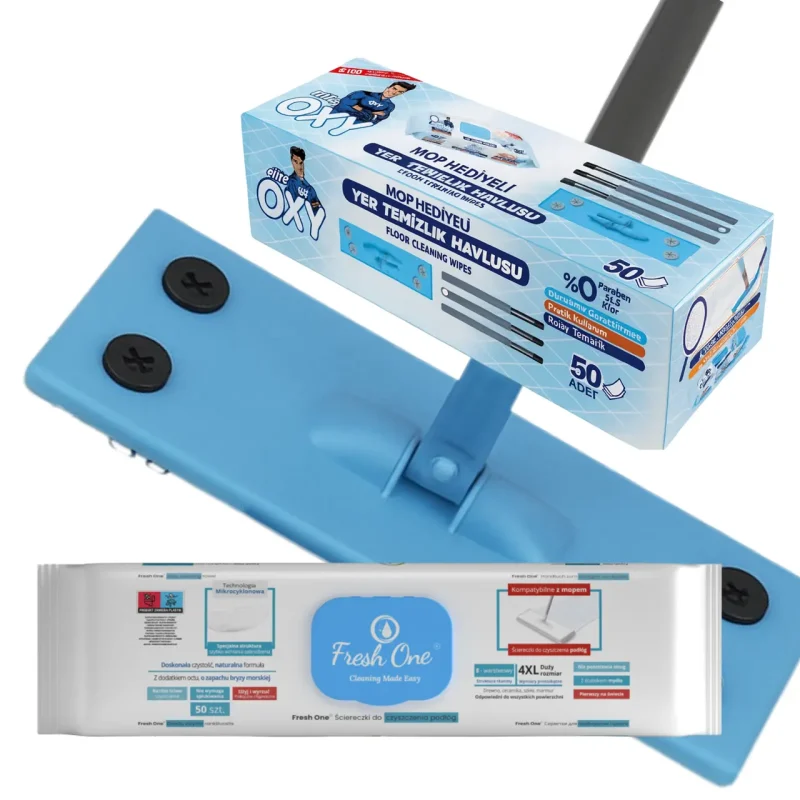 ست تی دسته دار وMr. Oxy  مستر اوکسی +  دستمال مرطوب50 عددی